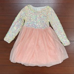 Cat & Jack Pink Sequin and Tulle Dress XS (4/5) Sparkle Pink Party Dress